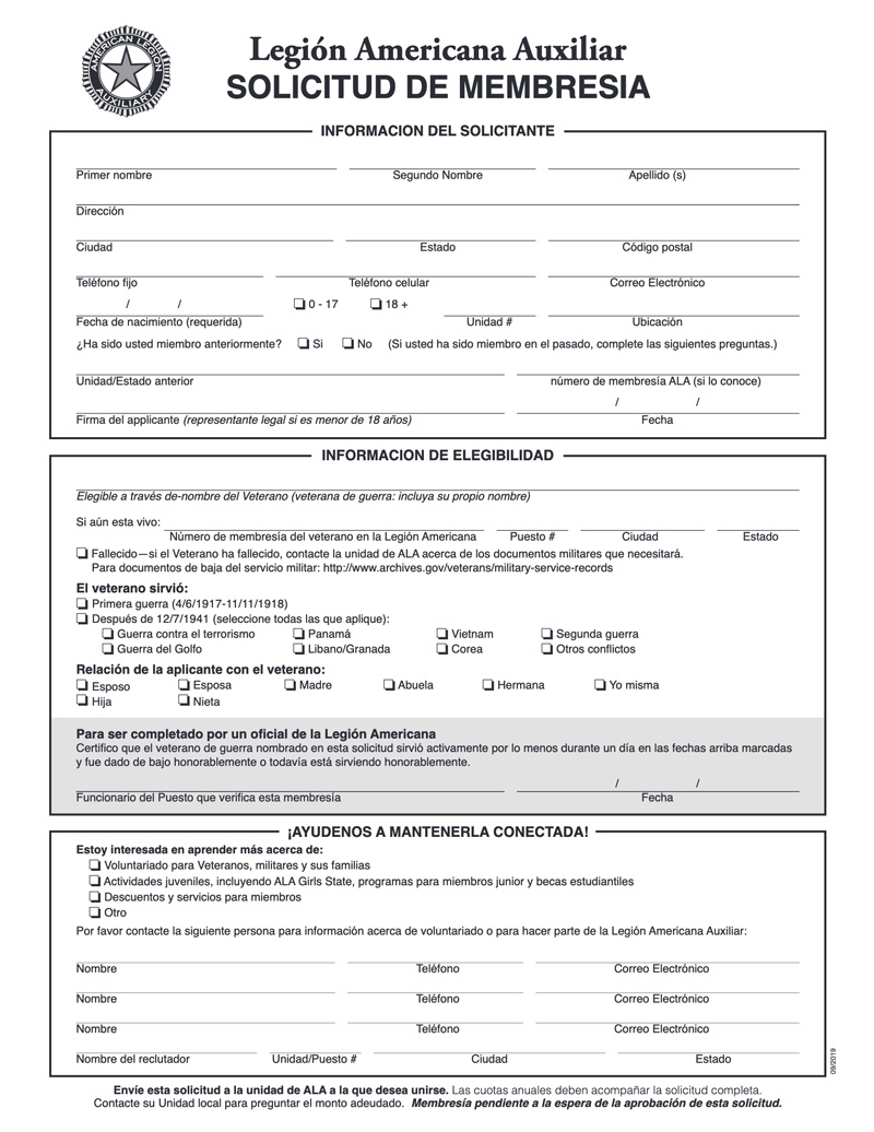 Membership Application Spanish