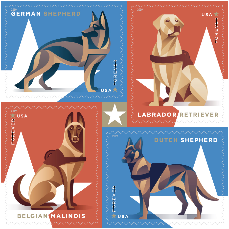 The United States Postal Service to honor military working dogs on stamps