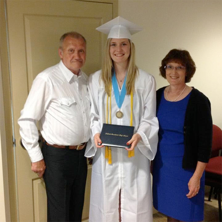 Amanda Washburn with her high school diploma.