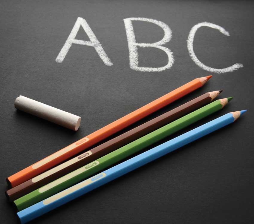 chalkboard with ABC on it 