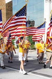 women holding flags